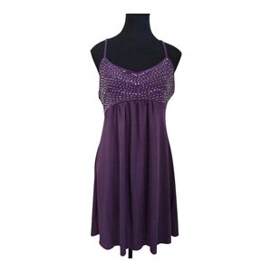 Costa Blanca Purple Mini Dress Qirh Sequins Size XL